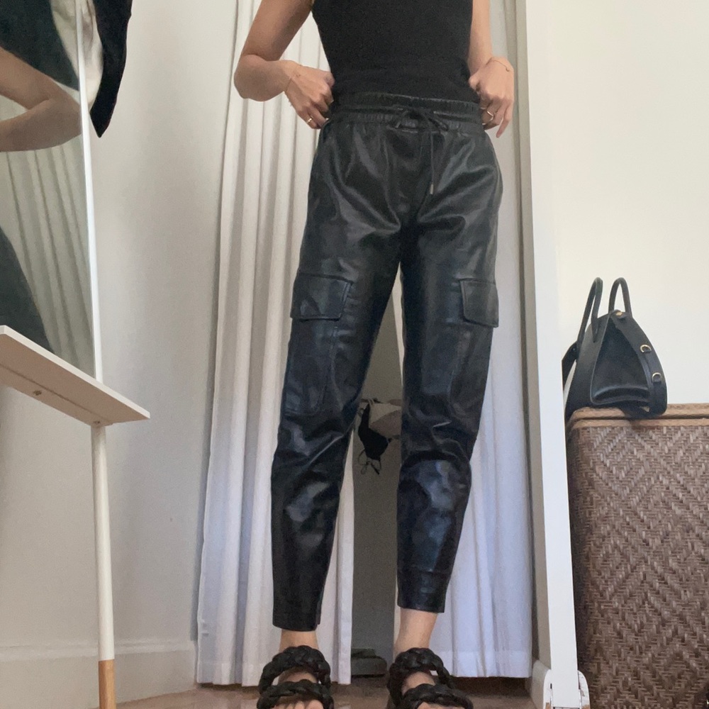 Zara faux leather cargo joggers